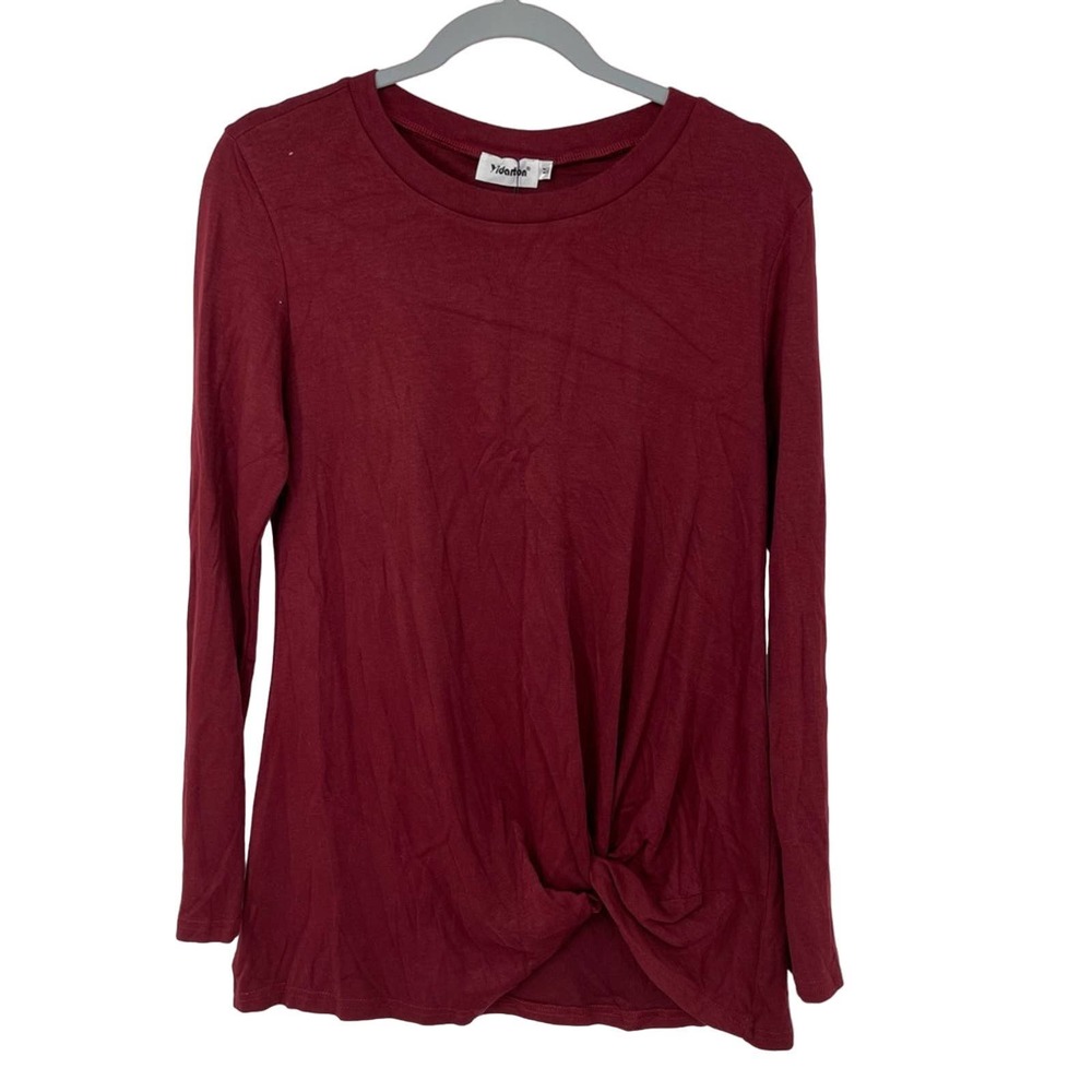 YIDARTON RED SOFT SIDE KNOT TWISTED DETAIL AT HEM MEDIUM